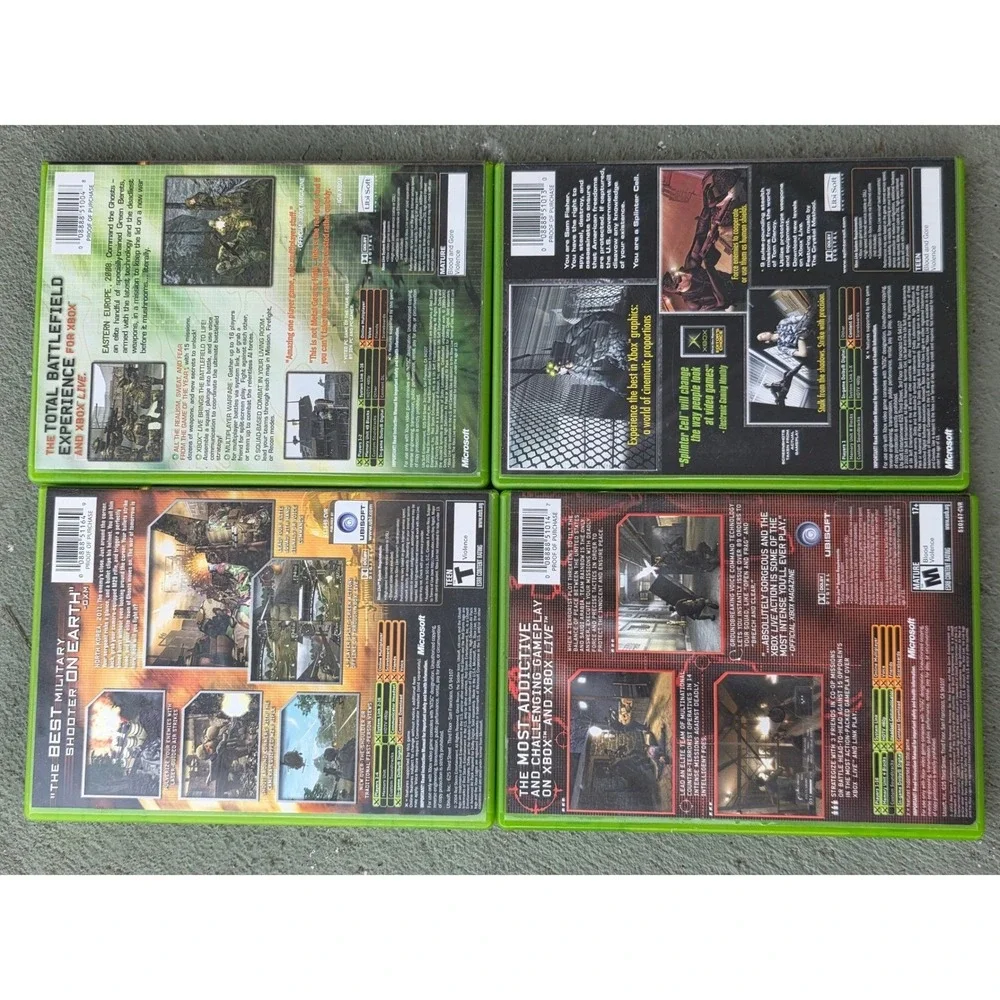 Tom Clancy Xbox Game Lot Ghost Recon 1 & 2 Rainbow Six 3 Splinter Cell‎ Bundle
